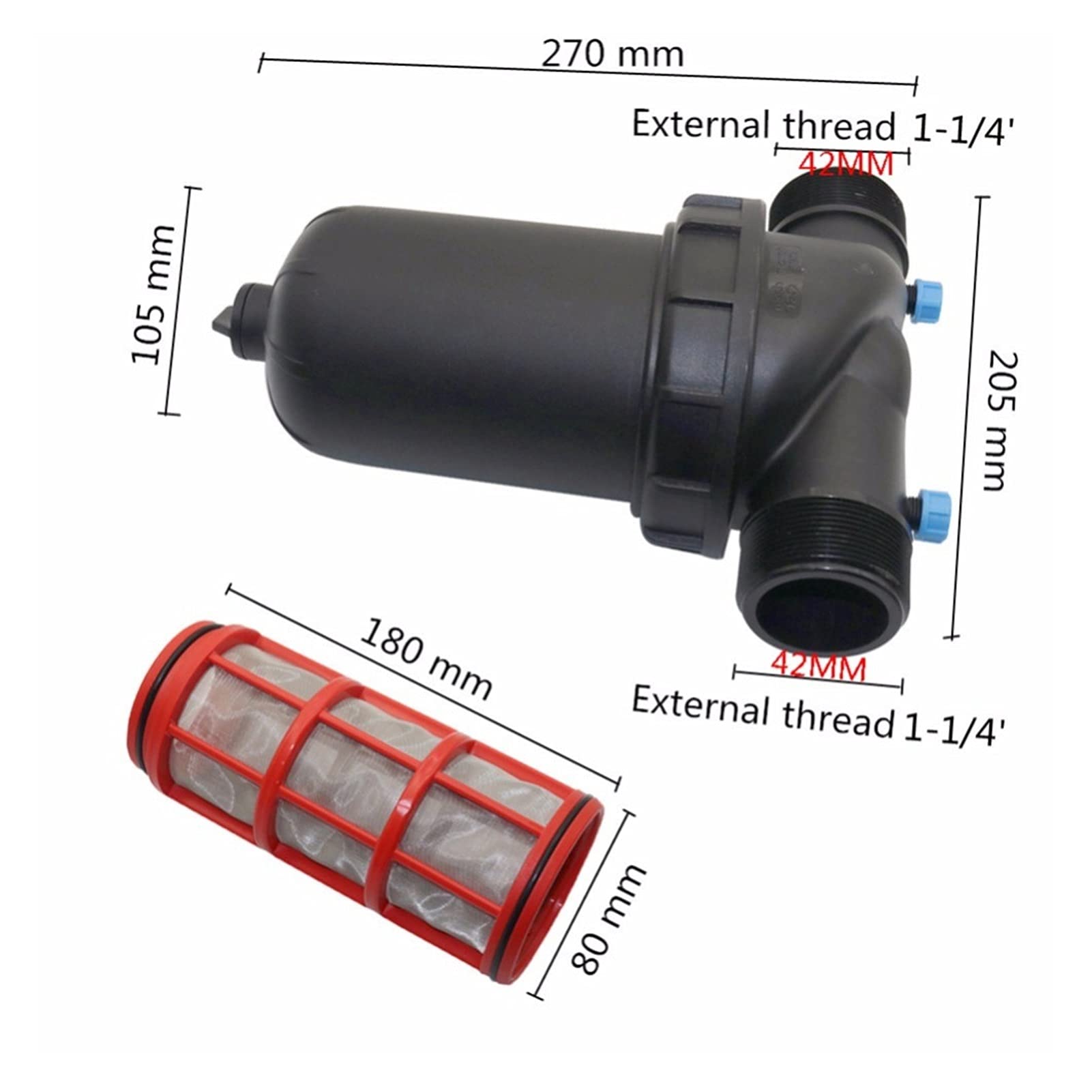 Adaptador de conector de manguera 1-1/2 pulgadas 1-1/4 pulgadas 2 pulgadas 120 Malla de malla filtro de pantalla Goteo de riego Fuente de riego Riego Sprinkler Red Filtro de red 1 pieza