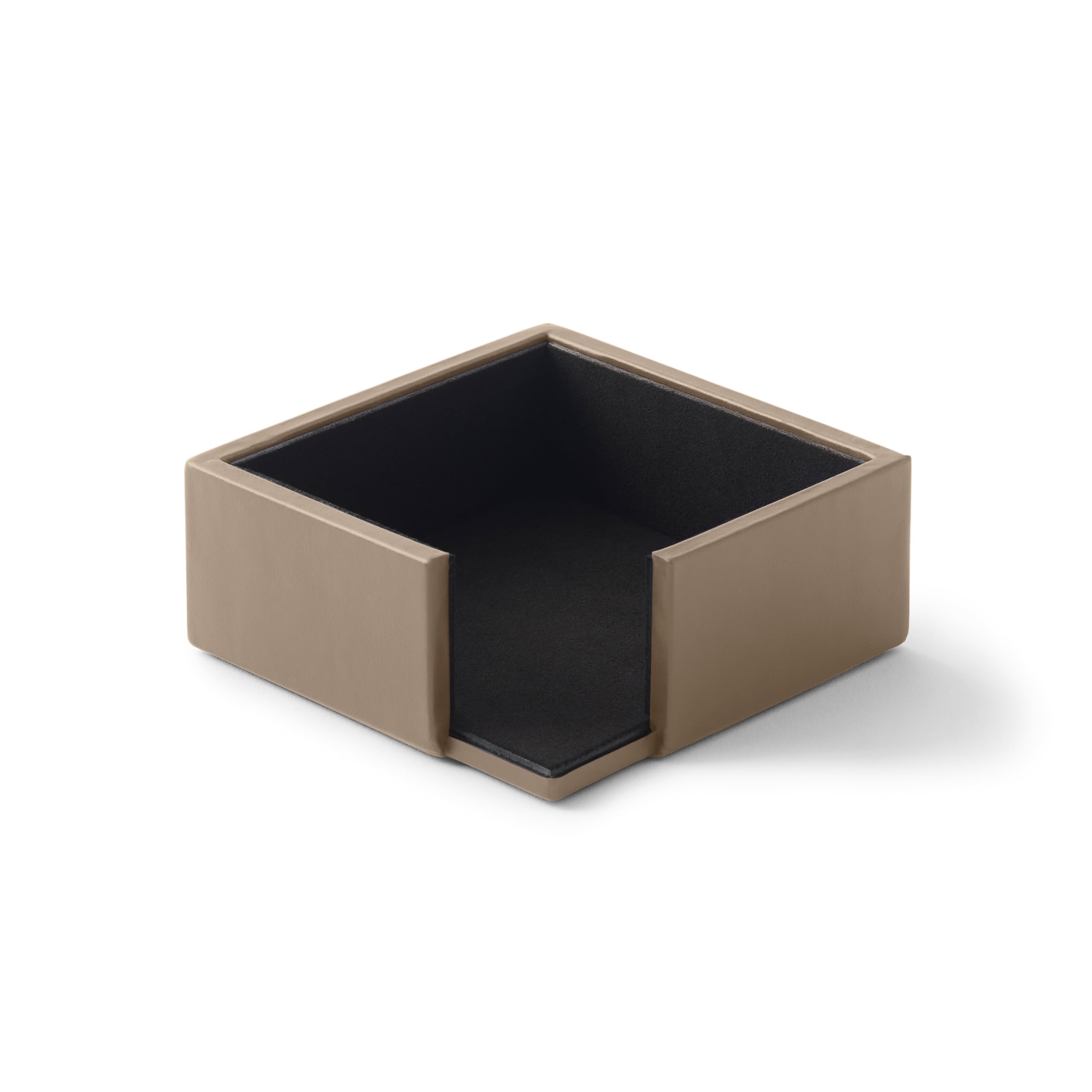 Eglooh - Minerva - Portamemo Quadrato in Cuoio Grigio Tortora - Porta Foglietti da Scrivania, Blocchi Note, Appunti - cm 11,2 x 11,2 x H.4,5 - Interamente Made in Italy