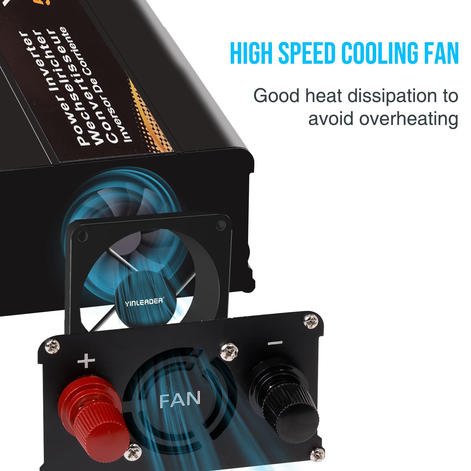 Yinleader 800W /1600W Wechselrichter 12V auf 230V KFZ Spannungswandler mit 1 EU Steckdose, 2 USB LED KFZ-Spannungswandler mit Zigarettenanzünder, für Auto, Camping, Wohnmobil