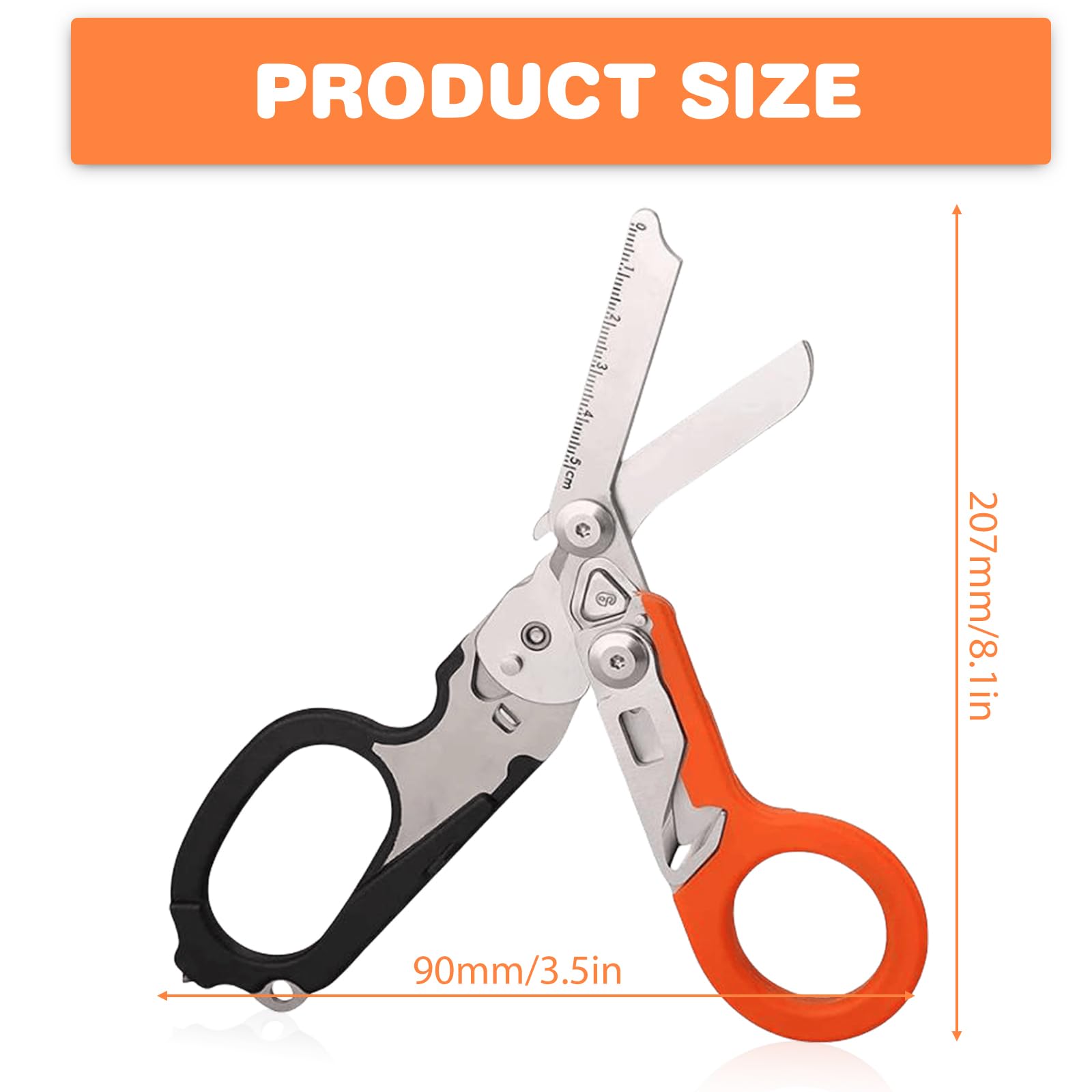 Forbici da trauma: forbici multitool con 6 funzioni pratiche, forbici di emergenza, pinza pieghevole in acciaio inox per uso professionale in soccorso o attività quotidiane