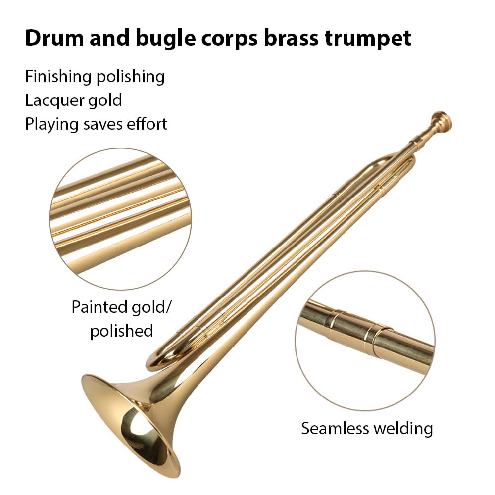 Btuty Trompete, Messingmaterial mit Ausguss, für Schulband/Militär-Orchester, für Anfänger/Studenten/Berufstätige, Militär-Signalhorn-Trompete, Kavallerie Trompete Instrument Bugle Horn