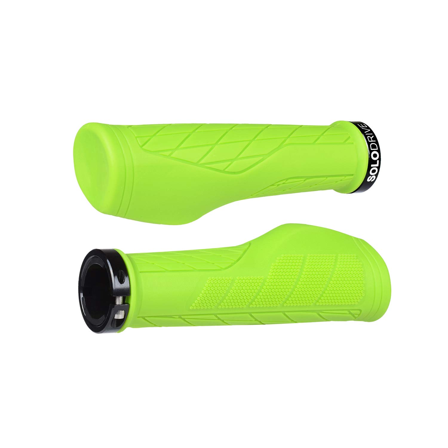SOLODRIVE Ergonomic Design Mountain Bike Grips, Comfortable Bicycle Handlebar Grips, Single Lock-on and Non-Slip MTB Handle, Fit MTB, E-Bike, Hybrid,