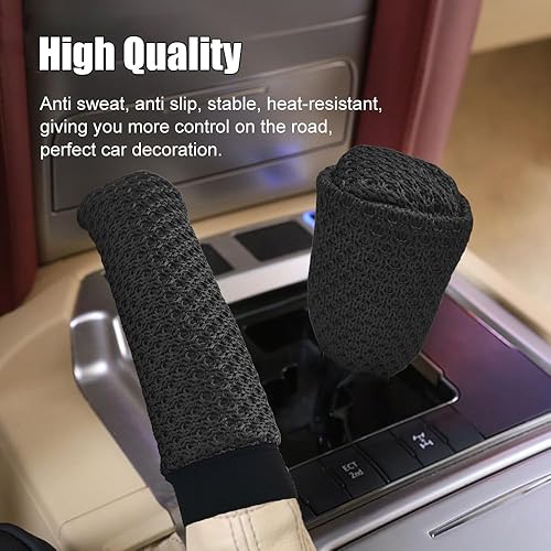 Miniatura 6 de Funda para pomo de palanca de cambios y funda para freno de mano para automóvil, protector antideslizante para palanca de cambios de freno de mano,