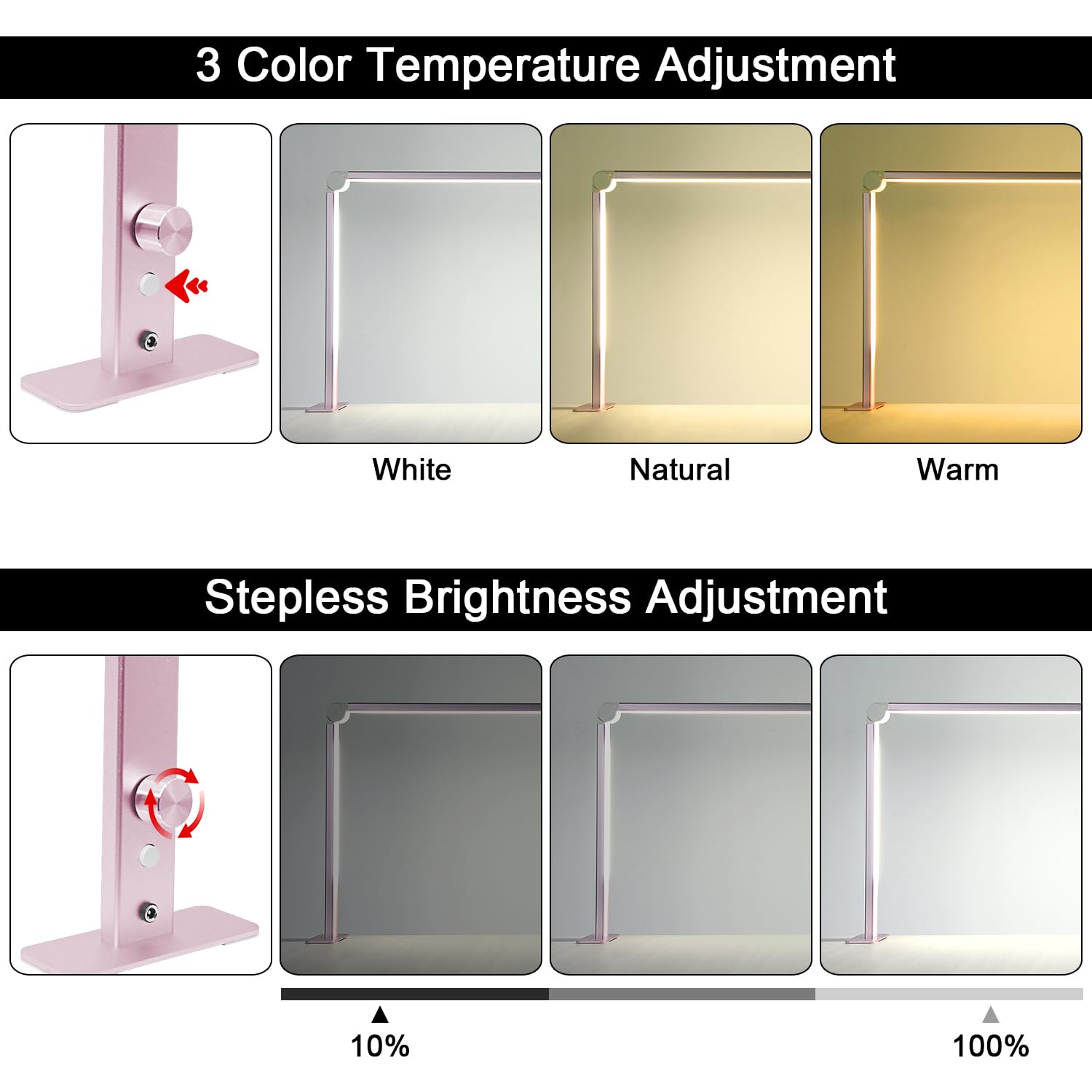 Lámpara de uñas para tecnología de uñas, lámpara LED plegable de escritorio, lámpara de luz de pestañas para extensiones de pestañas, tatuaje, cejas, luz de escritorio de manicura, brillo