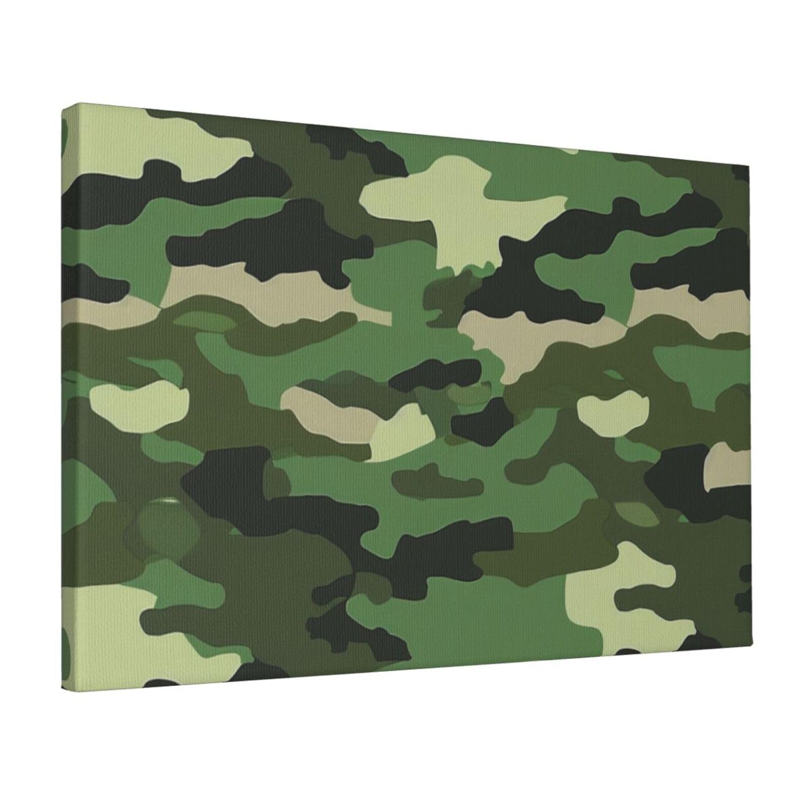 YKLJG Green Military Camouflage Printed Wall Art Canvas Prints 45x30 CM Wooden Framed Picture Painting Artwork for Bedroom Kitchen Home Office Decor
