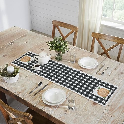 VHC-Brands-Annie-Black-Check-Pumpkin-Seasonal-Fall-Autumn-Thanksgiving-Halloween-Decor-for-Kitchen-Dining-Room-Party-Gifts-Table-Runner-12×48 VHC Brands Annie Black Check Pumpkin Seasonal Fall Autumn Thanksgiving Halloween Decor for Kitchen Dining Room Party Gifts Table Runner 12×48