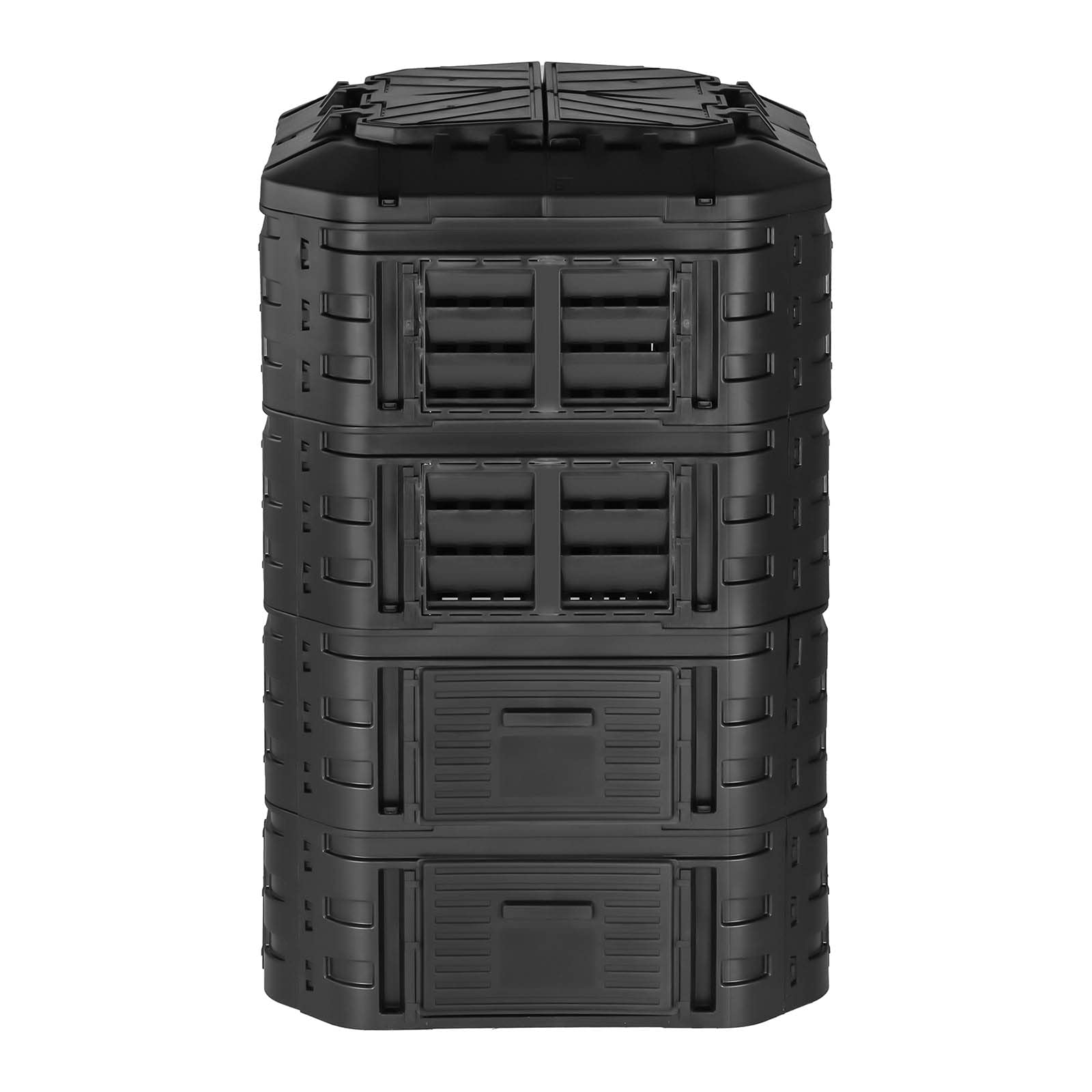 HT-M-COMP-1120 kompostownik ogrodowy, 1120 l, nawadnianie kropelkowe, wentylacja, szybki kompostownik z tworzywa sztucznego, pojemnik na kompost, polipropylen, pojemnik na kompost