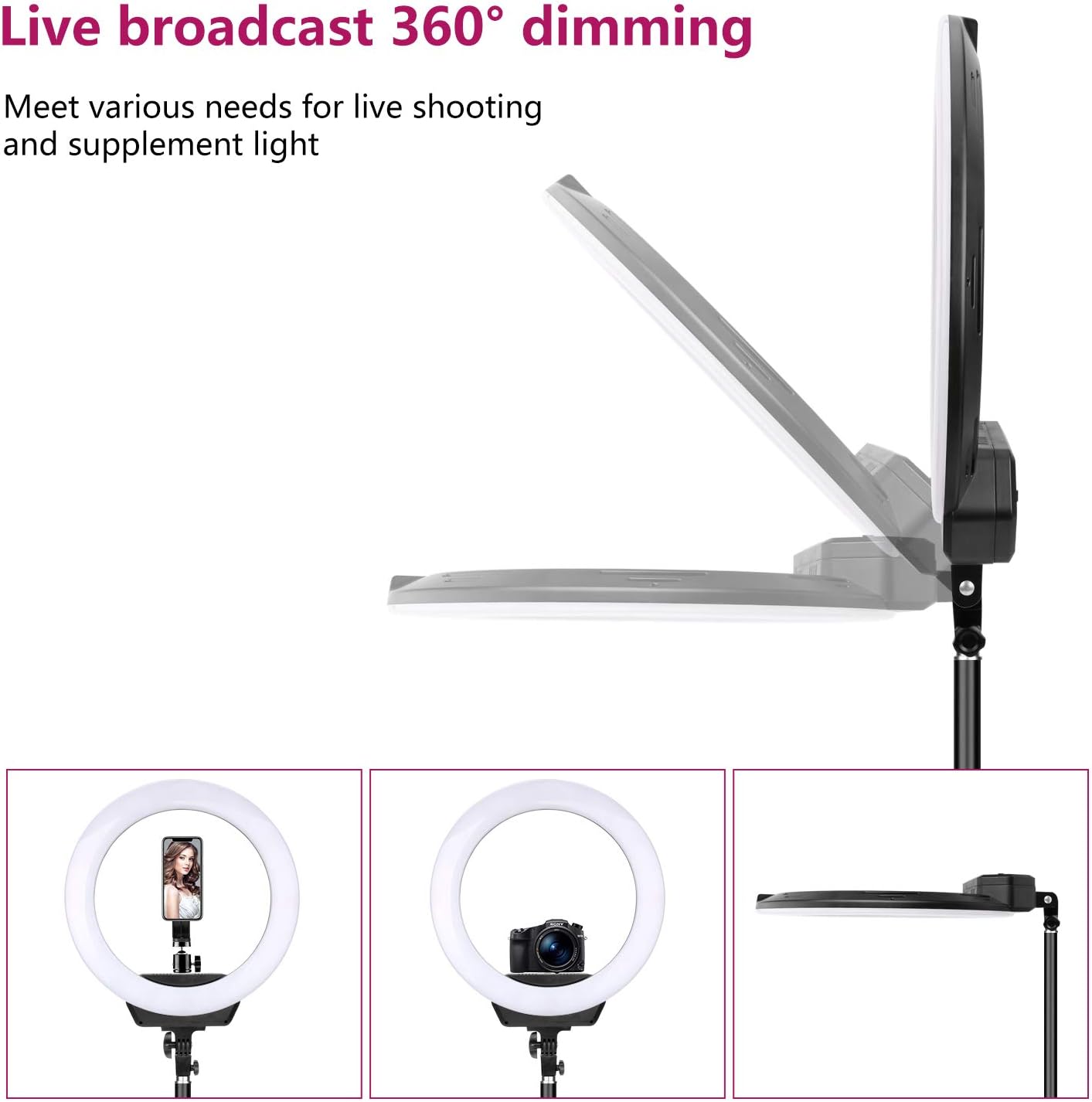ZOMEi Ring Light with 80-inch Stand, Bi-Color 3200-5600K Dimmable LED Ring Light Color Temperature for Video Shooting Photography Makeup Tiktok Video Zoom Meeting Online Teaching(Protect Eyes)