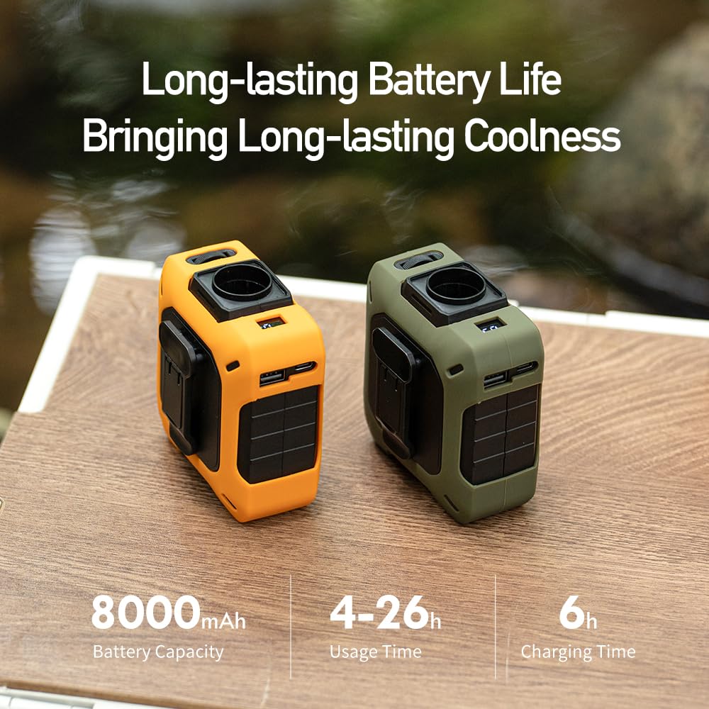 Coolbelt Pro – Wearable Waist Fan & Power Bank With Desktop Stand,8000mAh Ventilatore Batteria 100 Velocità,3-In-1 Hands-Free Cooling Fan,Rechargeable Hands-free Personal Wearable Neck,ventilator hose