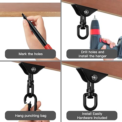 Miniatura 4 de EXCELFU Kit para colgar hamacas, capacidad de 1000 libras, resistente, rotación de 360, ganchos de suspensión para columpio, silla, yoga, múltiples