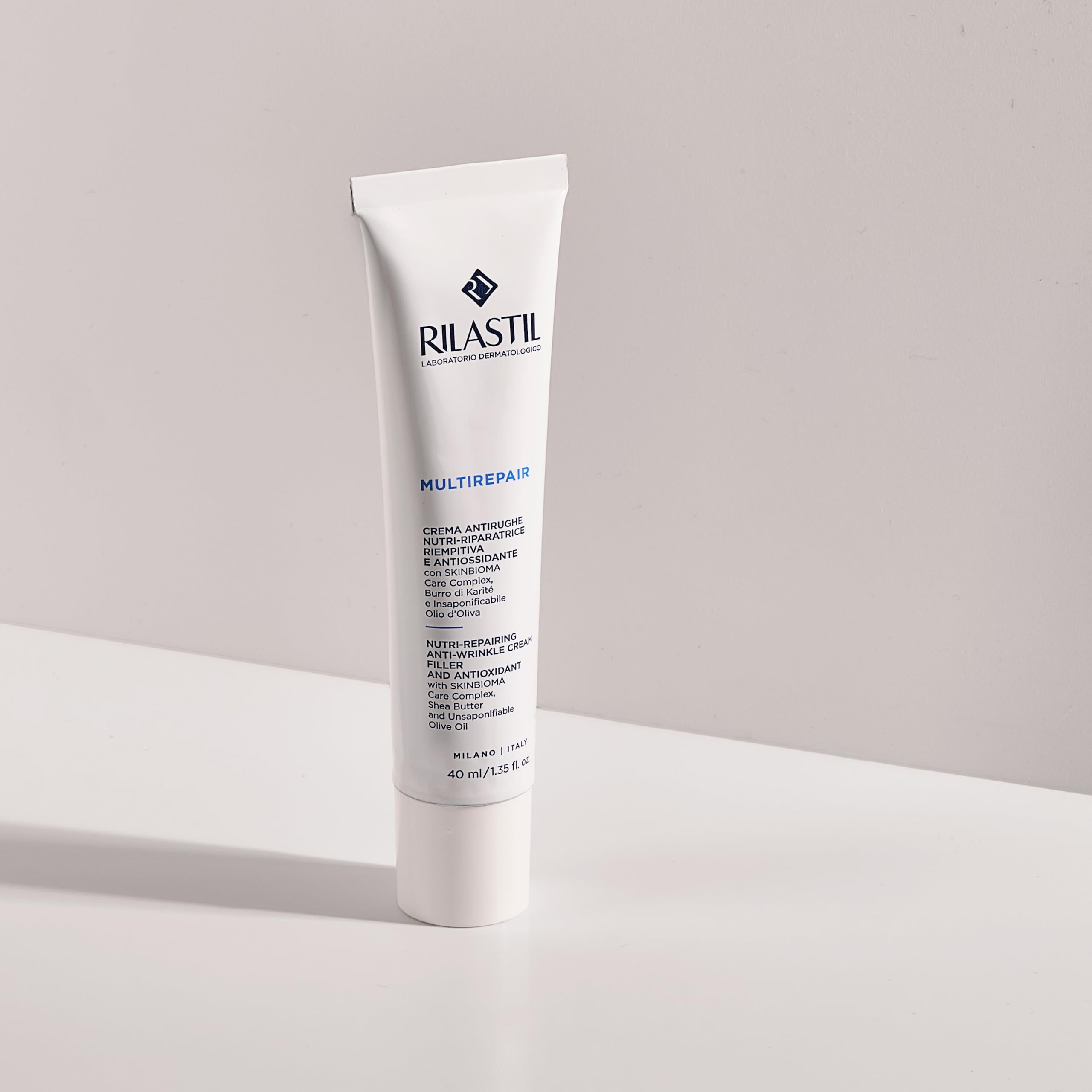 Rilastil Multirepair Crème Visage Anti-rides Nutrissante, Hydratant avec Beurre de Karité pour Poils Très Secs, Lot de 40 ml