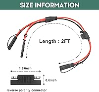 Vista 4 de Cable divisor SAE Y de 10 AWG, cable de extensión SAE 1 a 2 con fusible de protección 15A 20A 30A y conector inverso de polaridad SAE, conector