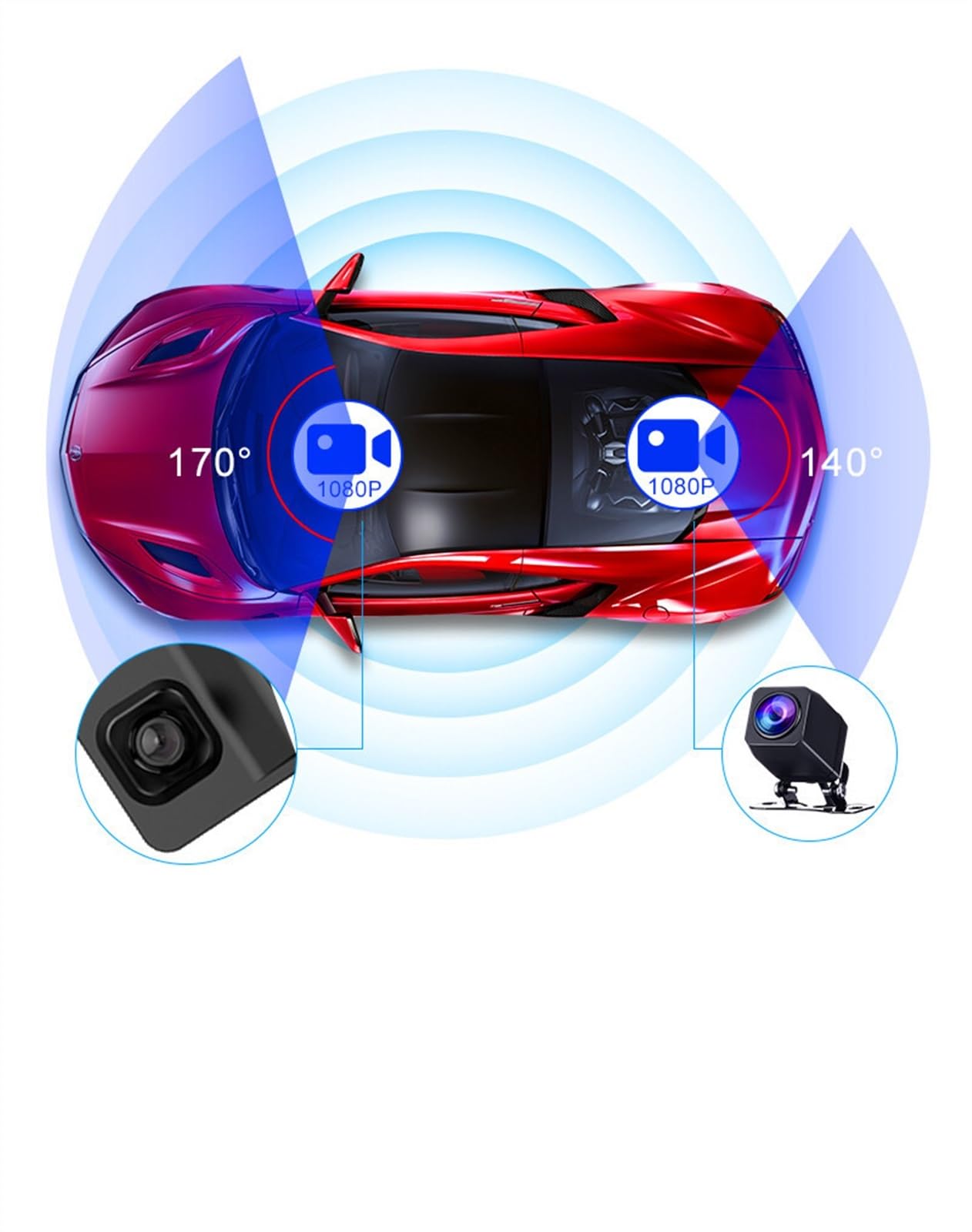 Kamera samochodowa, 4K 4 Cal wideorejestrator samochodowy kamera samochodowa Ultra HD 2160P GPS Track 5G Night Vision Dashcam 1080P tylna(13GX-6,64G)