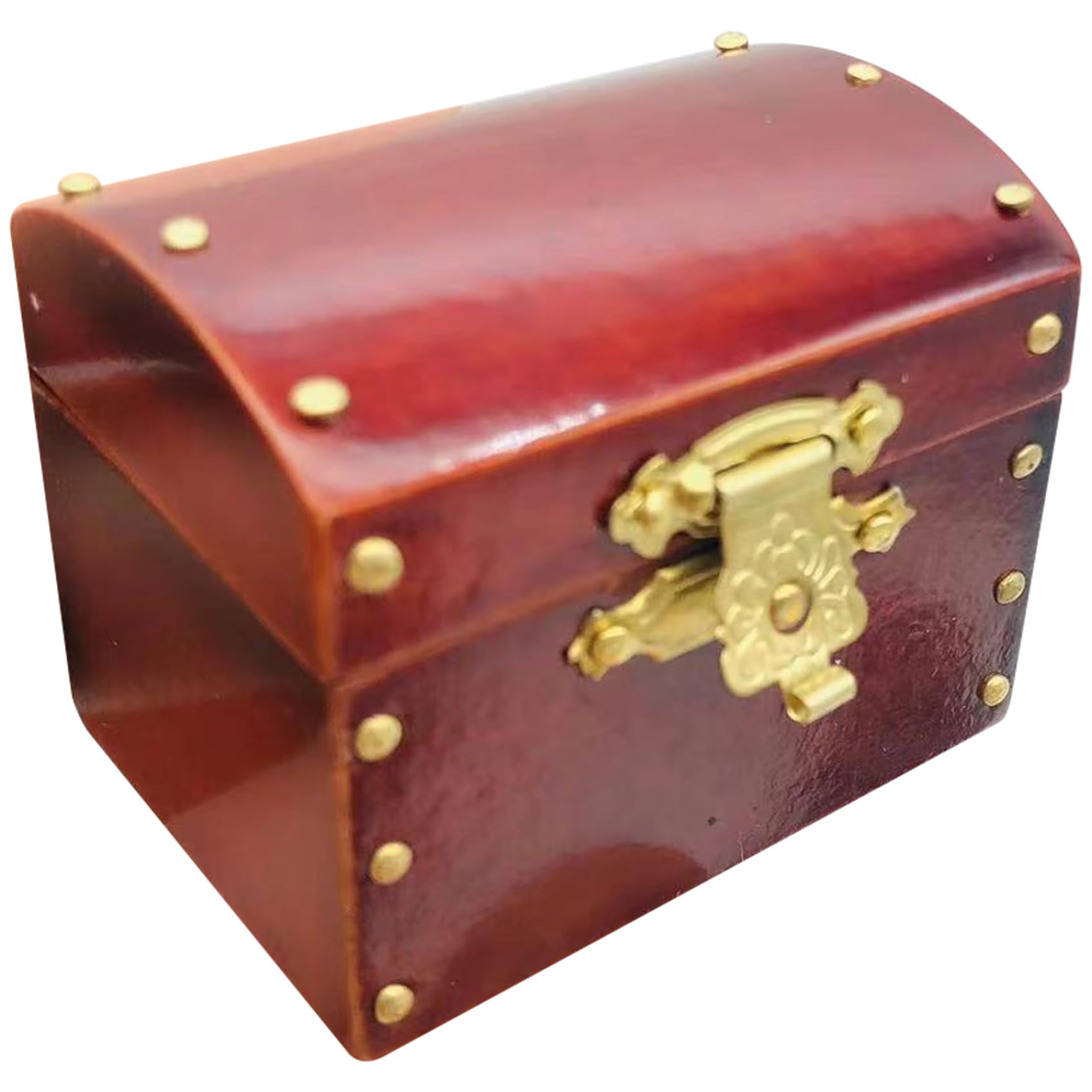Tiny Wood Treasure Chest, 1:12 Scale Realistic Miniature Dollhouse Furniture, Mini Room Decor Box Accessories