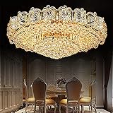KALRI Modern K9 Crystal Gold Chandelier Flush Mount LED Ceiling Lamp Pendant Light Fixture for Living Room Dining Room Bedroom Restaurant Hallway (Dia 23.6'')