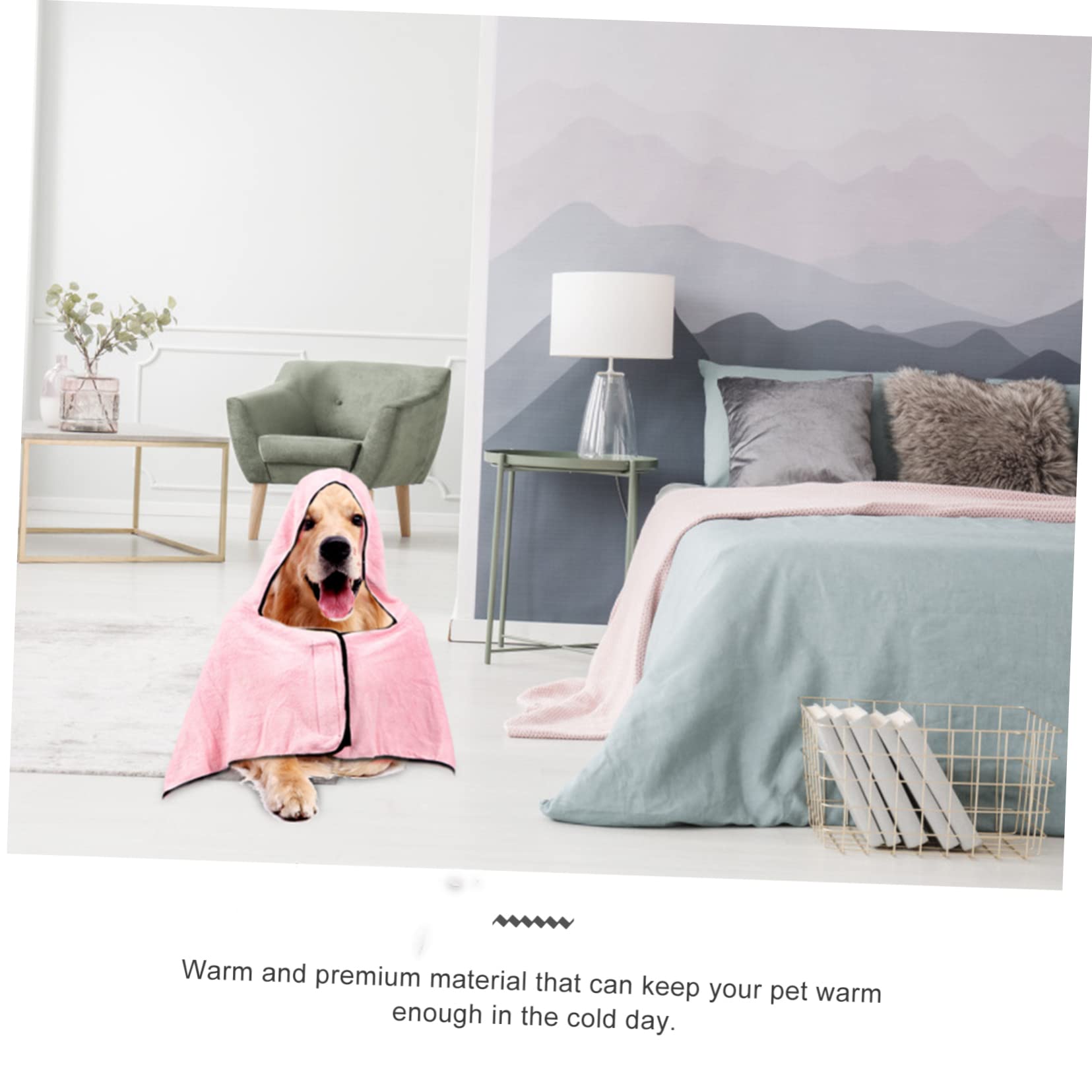 Toalla para Secar Mascotas Rosa de Coral Fleece, Secado Rápido | Gato y Perro, Fácil de Poner y Quitar, Wearable, Super Absorbente, Uso en Invierno Baño