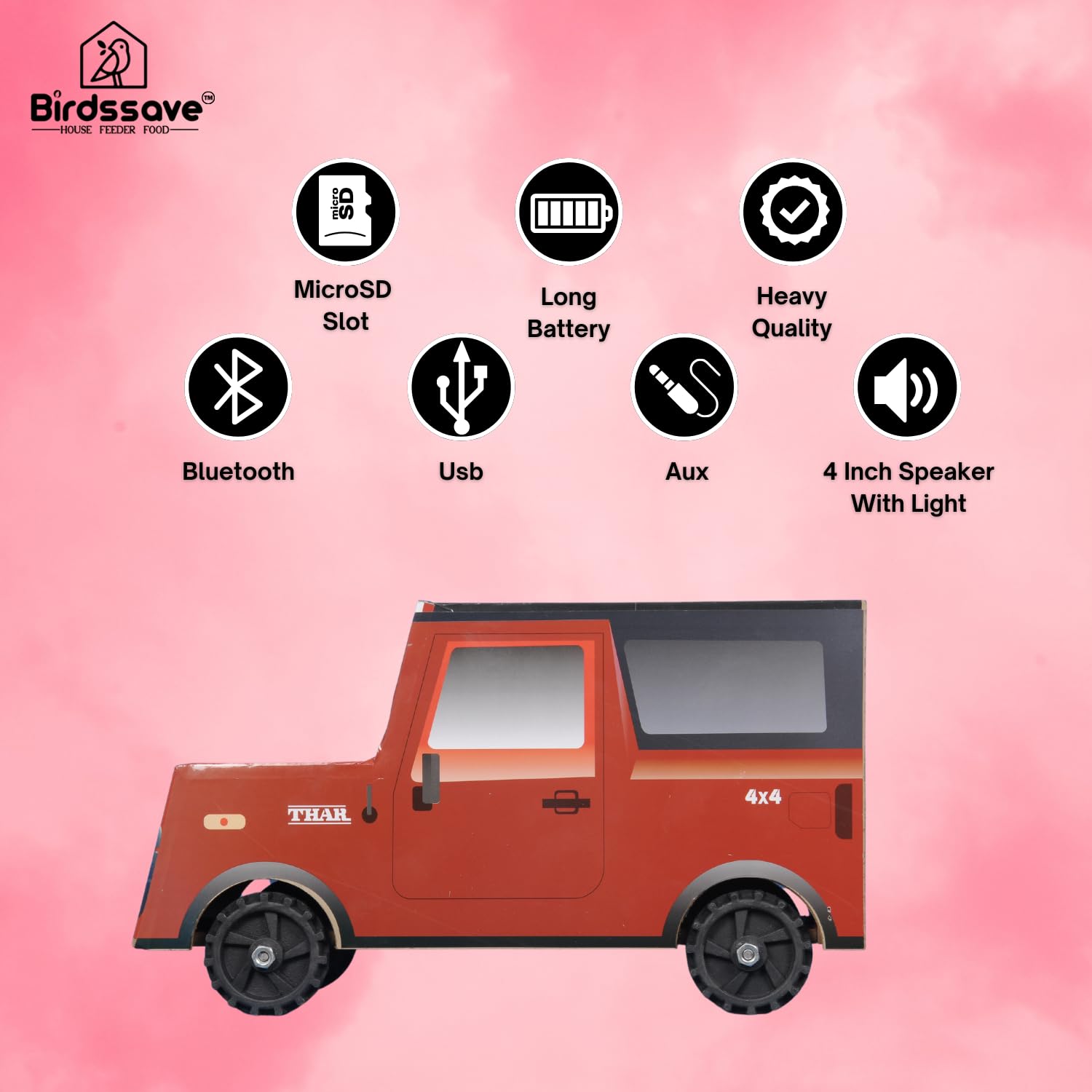 DJ Thar Dj Toy Dj Truck & Speakar With Multi Disco LED Light KidsFun With Endless Possidilities& Wooden Material With Bluetooth USB & Aux Cable Support Car Model Kit, Educational Toy and Gift for Kids 1