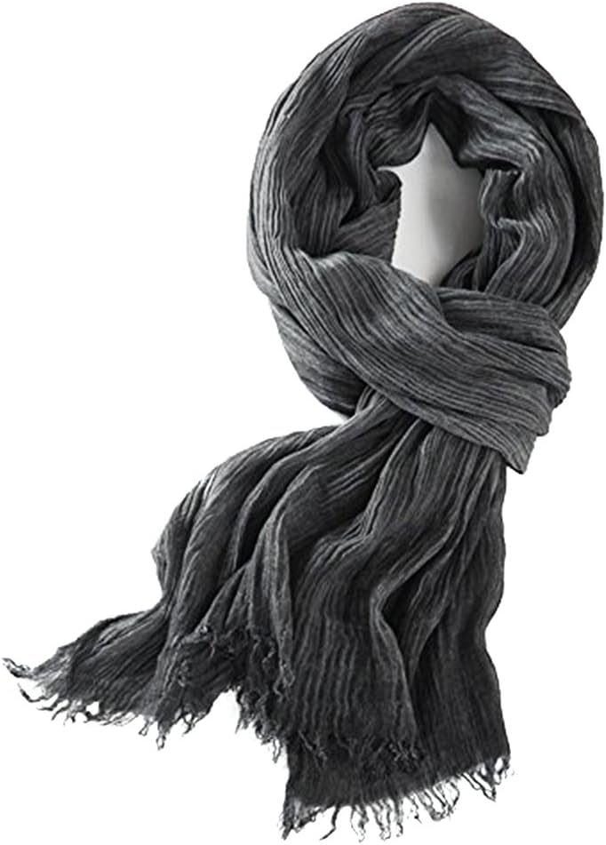 SUMEIKEWarm Black Winter Cotton Scarf For Men Women Unisex Black