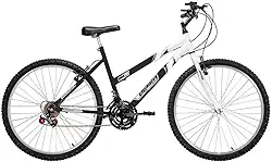 Bicicleta de Passeio Ultra Bikes Esporte Bicolor Aro 26 Reforçada Freio V-Brake – 18 Marchas Preto Fosco/Branco