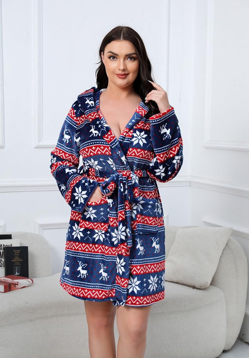 Albornoz de franela de doble cara con capucha, talla extragrande, para descansar, talla XL
