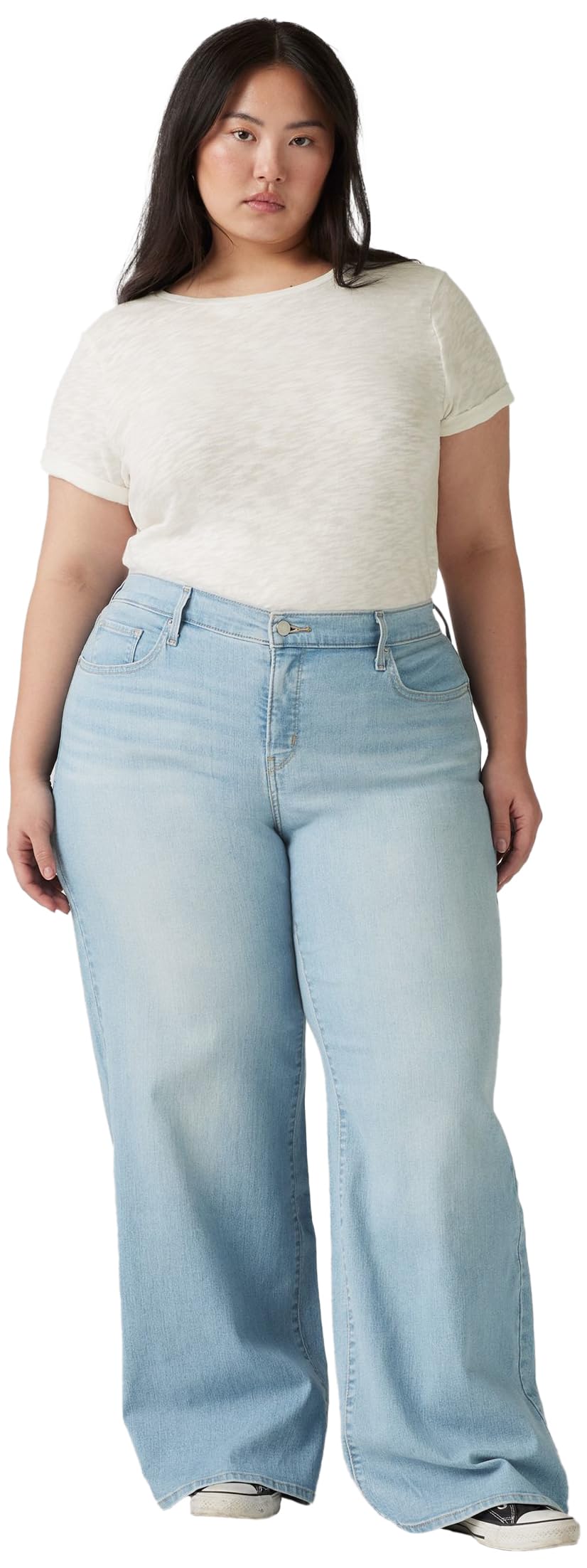Levi's Women's Pl 318 Shaping Wide Leg Jeans, Tall Glass of Water, 18 Kurz
