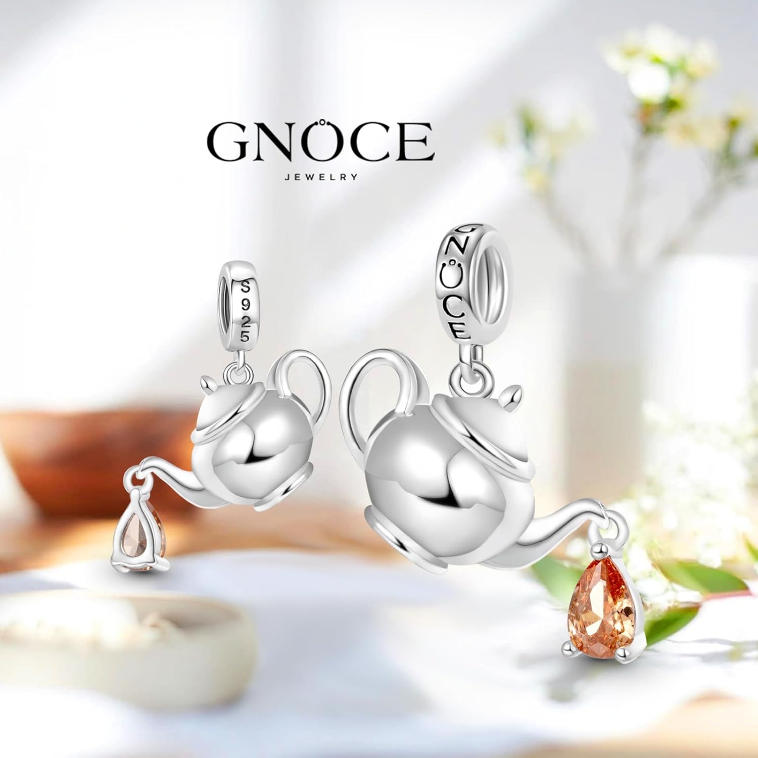 GNOCE Teapot Pendant Charms 925 Sterling Silver Dangle Charms for Bracelet/Necklace Jewelry Gift For Women Wife - Image 3