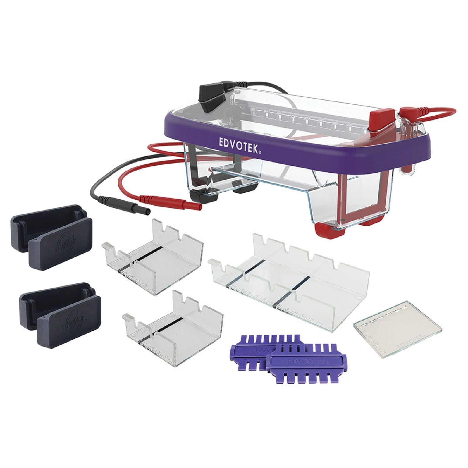 Edvotek M12 Complete Dual Electrophoresis Apparatus, 2 Lab Groups Sample, 7cm Length x 7cm Width Gel Trays, Case of 1