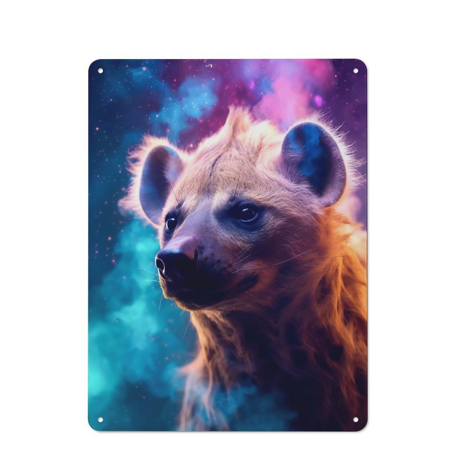 40x30cm Rustic Metal Plaque with Fantasy Hyena for Café Or Restaurant, for Themed Interiors in Cafés And Restaurants