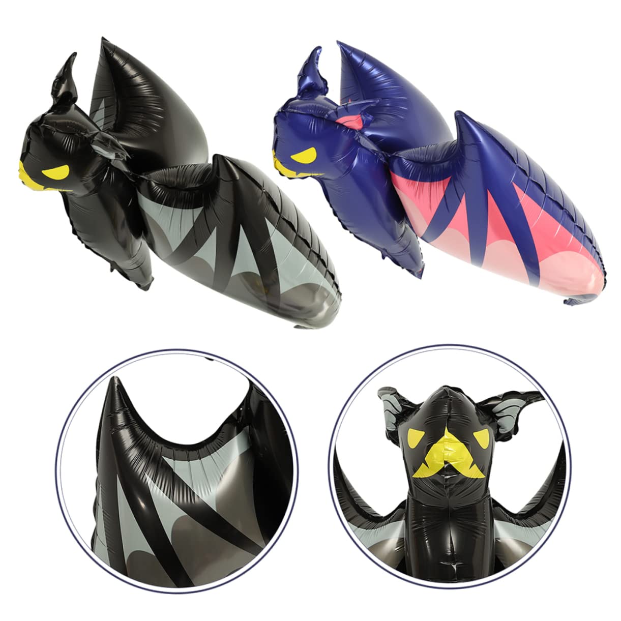 HEMOTON 16 Pièces Halloween Ballons Chauve Souris Gonflables Aluminium Noir et Bleu Foncé Décoration Effrayante pour Fête et