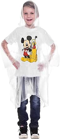 Disney Mickey Mouse Pluto Rain Poncho Hoodie Girls Boys Children Kids Youth Size