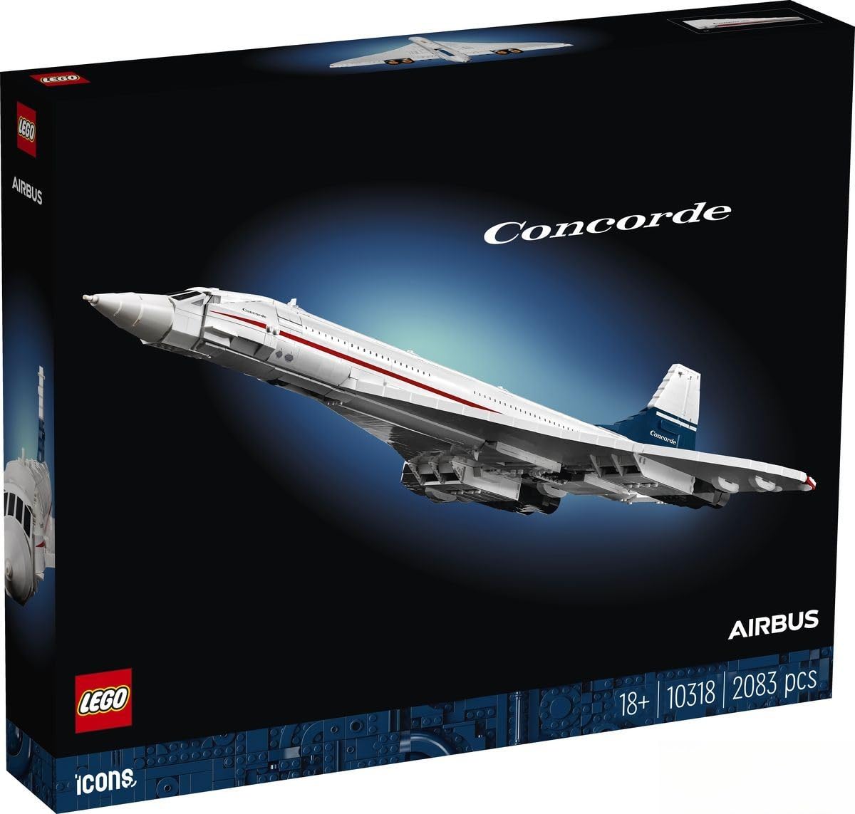 LEGO Icons Concorde Flugzeug-Modellbausatz für Erwachsene Flugzeug-Spielset mit authentischen Details und 3 Modi