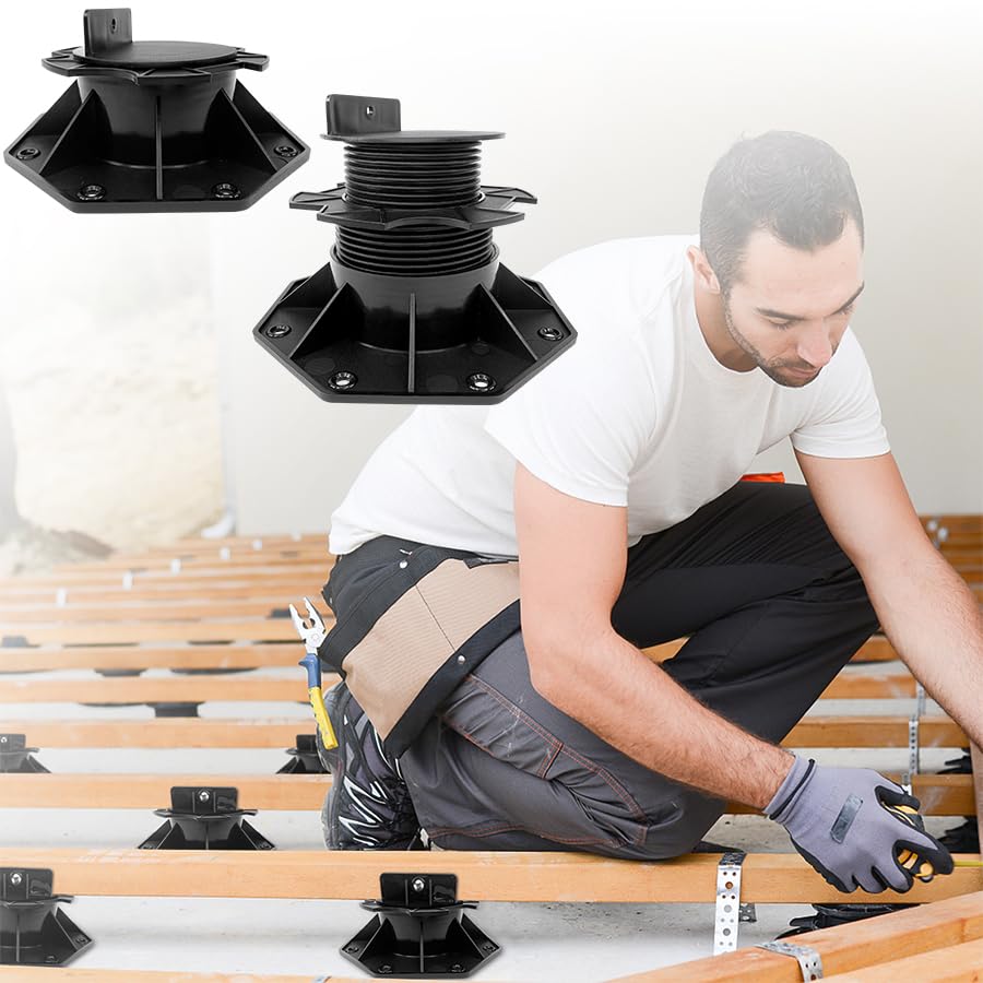 SAILUN 60-140mm Height Adjustable Stilt Bearings Pack of 30, Self-Levelling PP Decking Stelzlager for Substructure Patio Panels, DIY Decking Outdoor Flooring Materials