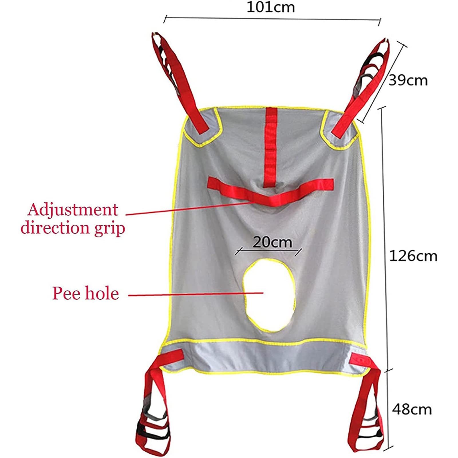 Imbracatura per Toilette, Portatile Sollevatore Paziente, Imbracatura in Rete per Doccia,Imbracatura per Disabili per Il Corpo Intero Attrezzatura per Sollevamento Bariatrico,Grigio