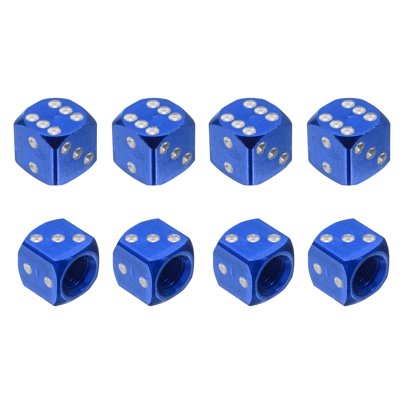 PATIKIL Dice Tire Valve Stem Caps, 8PCS Universal Aluminium Alloy Dustproof Tire Valve Stem Covers for Cars SUV Trucks Bikes Motorcycles Bicycles, Blue