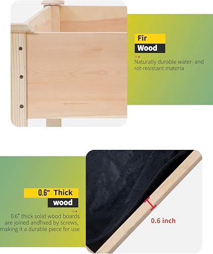 Miniatura 4 de Jardinera elevada de madera elevada para exteriores e interiores, 49 pulgadas de largo x 24 pulgadas de ancho x 29 pulgadas de alto para patio y
