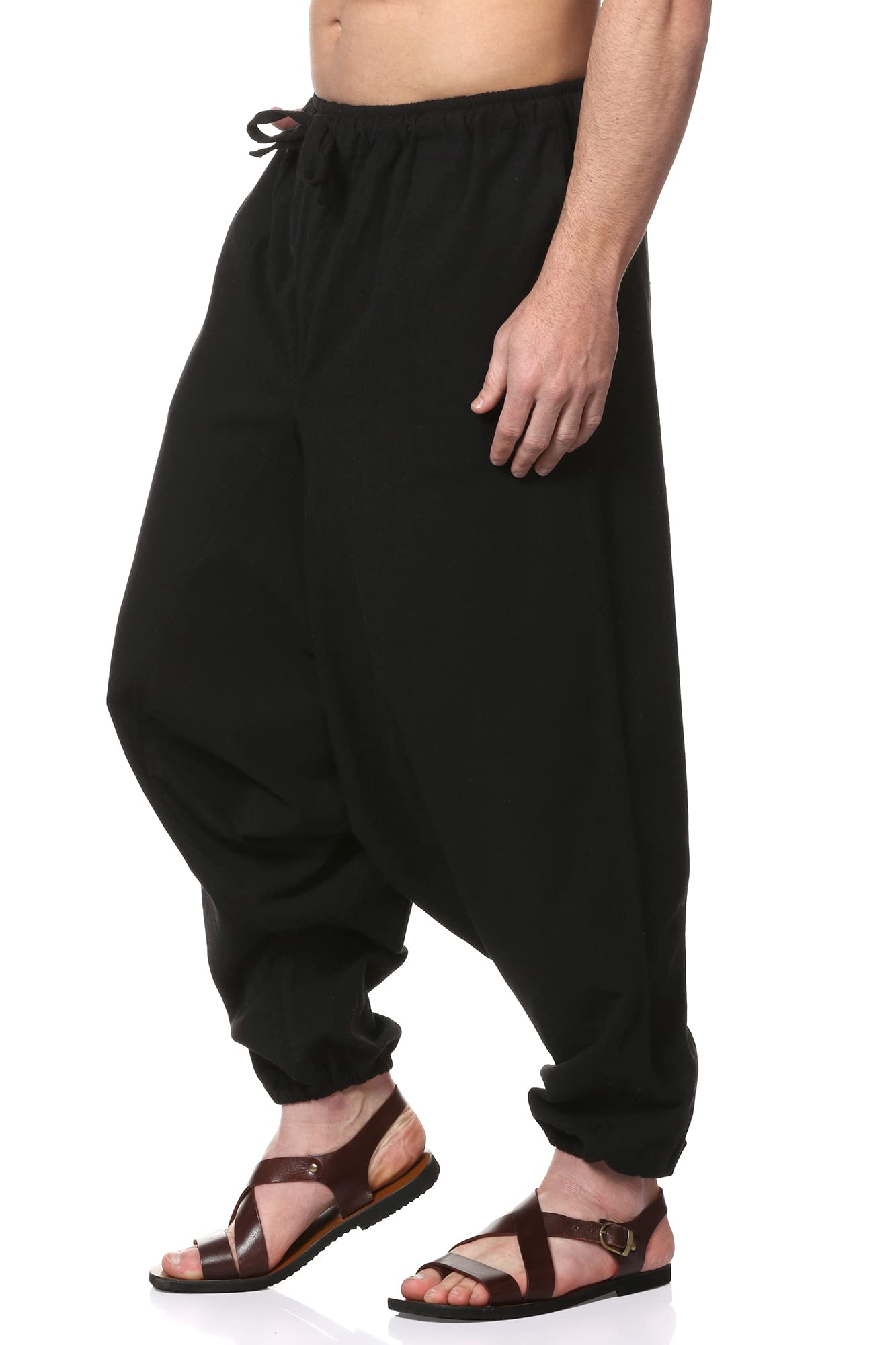 Aatman Men's Loose Fit Low Rise Harem Pants Black 40