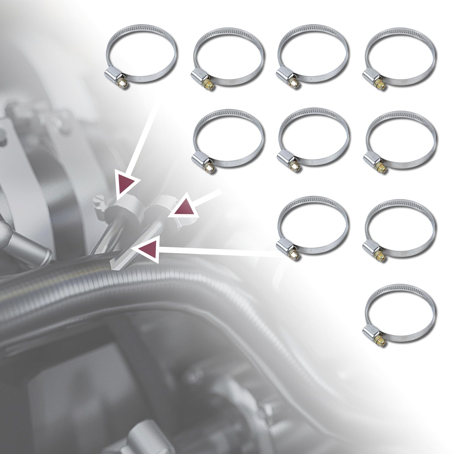 Steel Hose Clamp Hoops - 40-60mm Adjustable -2 Steel Hose Clamp Hoops - 40-60mm Adjustable -2