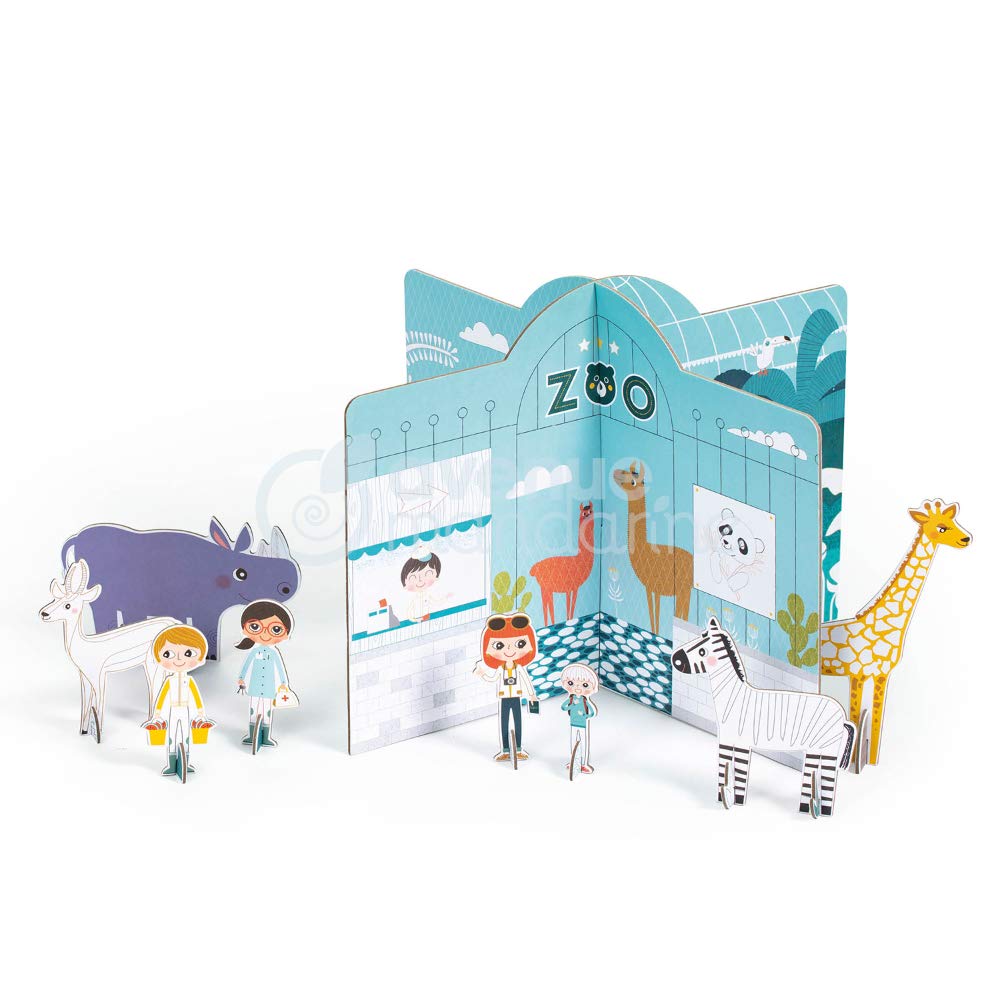 Avenue Mandarine GY067C - Caja para colorear y ensamblar, Zoo