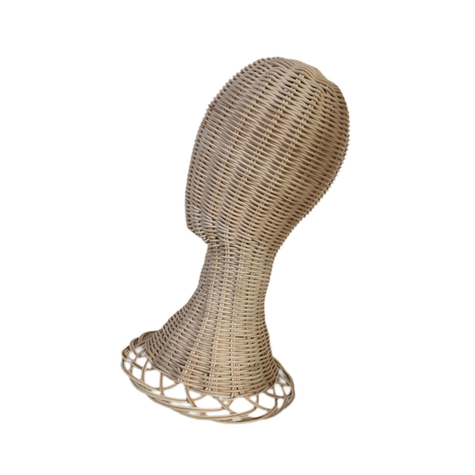 AUYXSSZ Hairpieces And Scarf Display Stand Stunning Rattan Head Retail Spaces And Homes Hat Display Holder Props Showcase Multifunctional Bedrooms Wigs Model