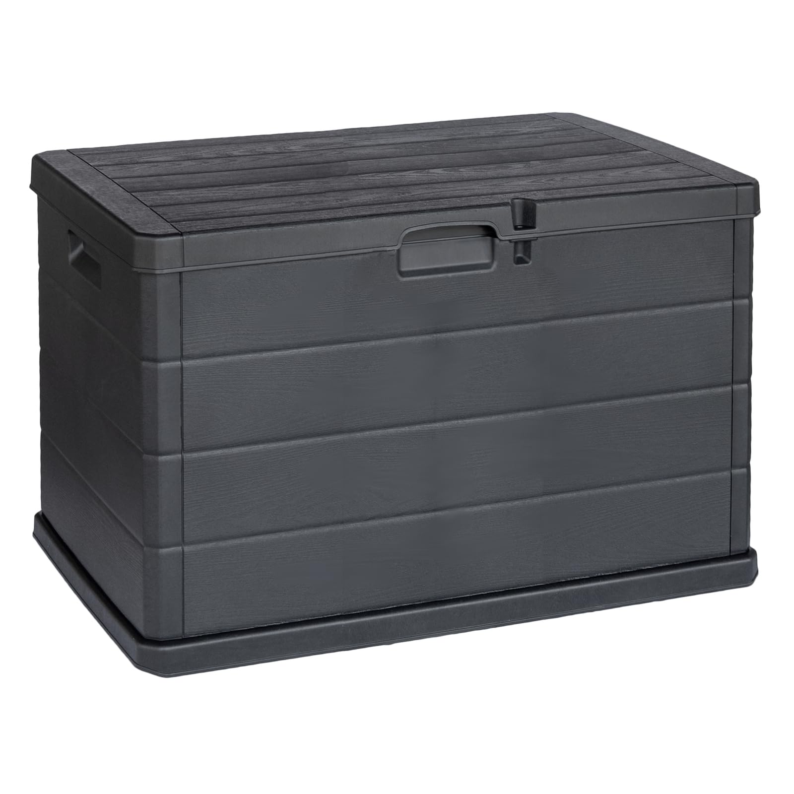 Urbnliving Anthracite 200L Large Lockable Garden Storage Box - Outdoor Chest For Cushions, Tools, Toys - Polypropylene Build, Ventilated Design, Built-In Handles, Easy Assembly, Durable & Space-Saving