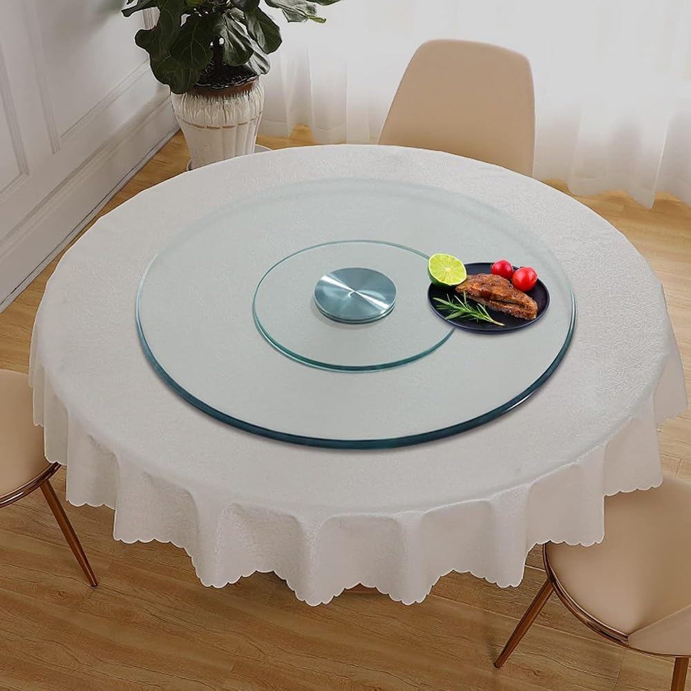 Plateau tournant en verre pour tables de cuisine et de salle à manger, grand plateau de service rond rotatif avec base antidérapante, idéal pour l'affichage et accès facile aux plats