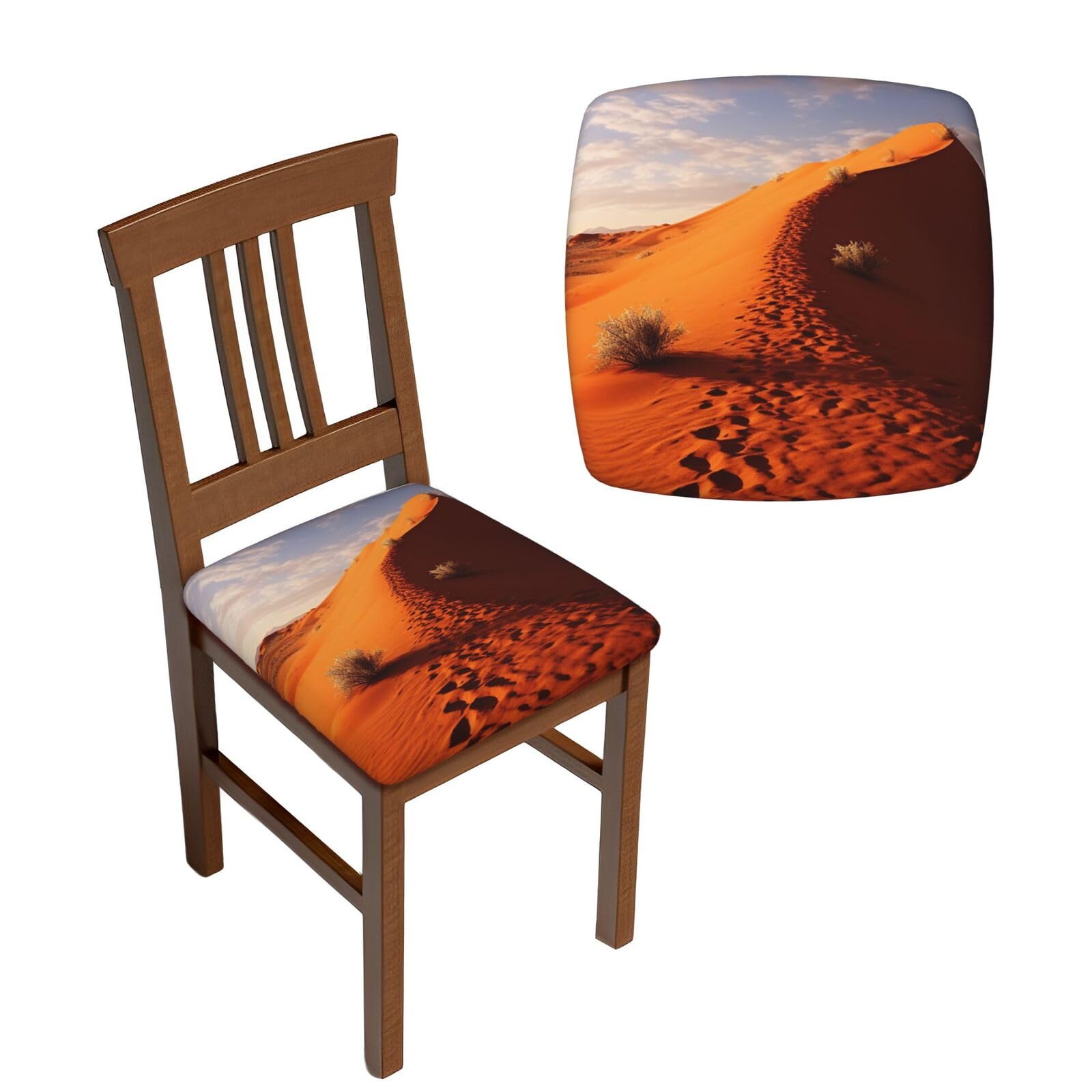 NONHAI 4PCS Dining Chair Seat Covers Set Desert Stretch Removable Chairs Covers Washable Seat Cushion Slipcovers Protector for Dining Room Kitchen Chairs
