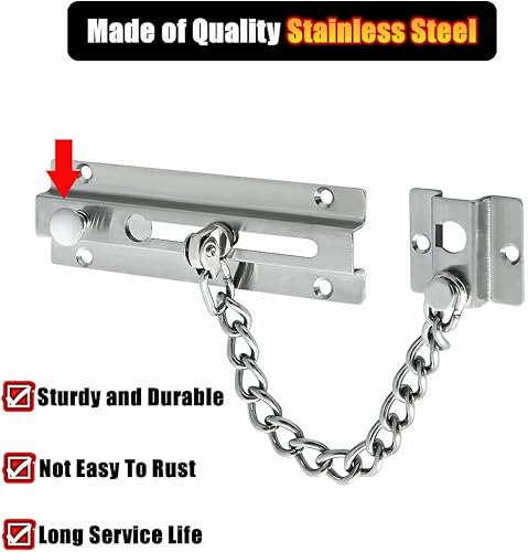 Miniatura 2 de Alise Cerradura de guardia de puerta de cadena,Cerraduras de cadena de puerta con resorte de seguridad antirrobo,Cerraduras de puerta de acero