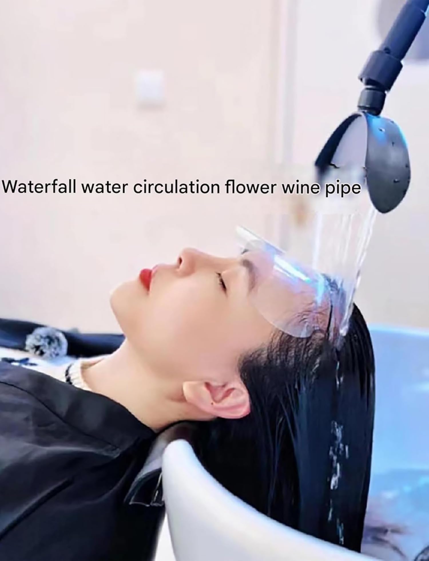 Marco de Circulación de Agua para Head Spa con Grifo Tipo Cascada Ajustable 360°, Accesorio de Head Spa para Lavacabezas - para Peluquerías, Barberías y Uso Doméstico, Clips de Fijación Metálicos