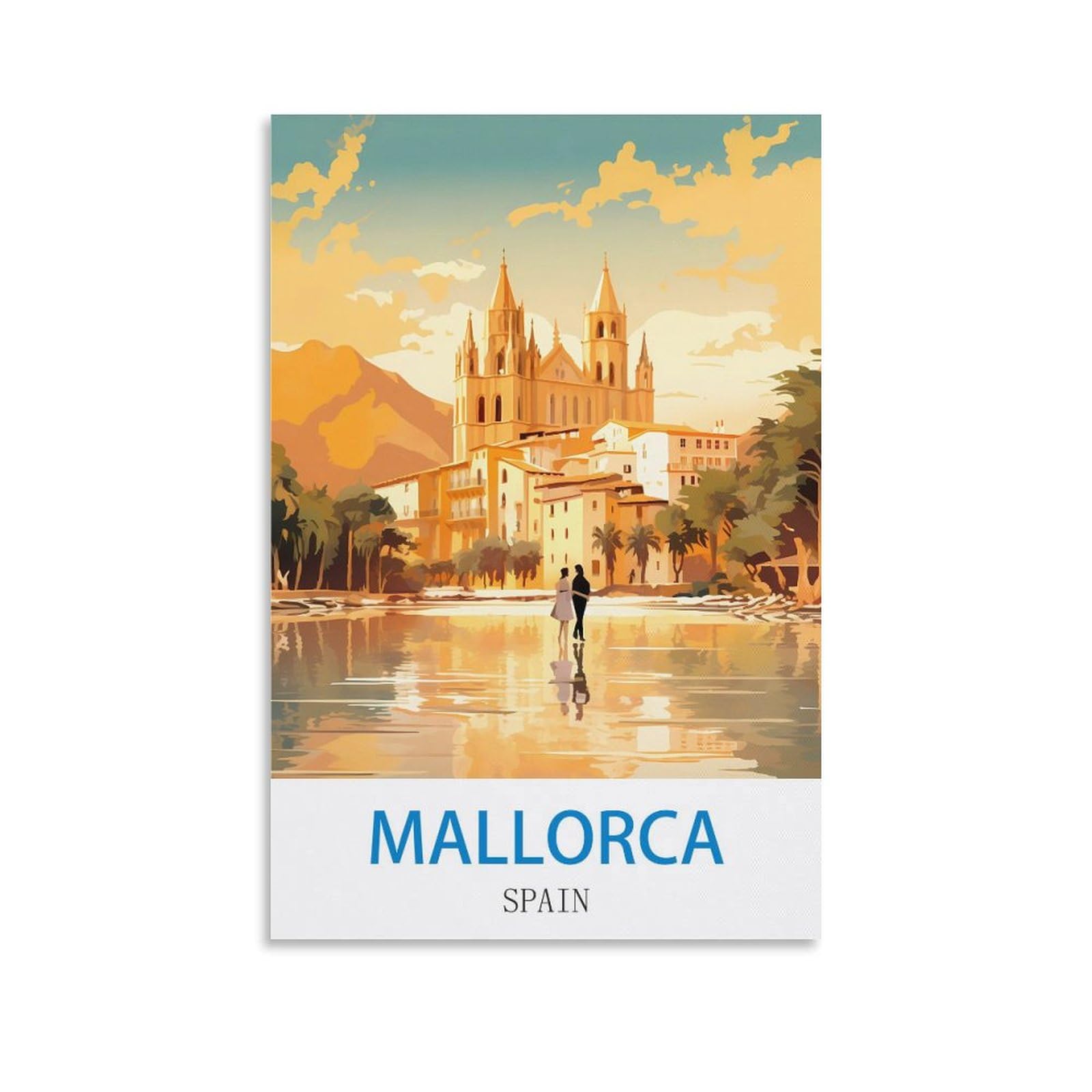EZMLFA Diamond Art Kits Adults,Mallorca Spains,5D DIY Diamond Art Kits for Beginners Round Full Drill Diamond Painting for Home Wall Decoration Gift 40x40cm