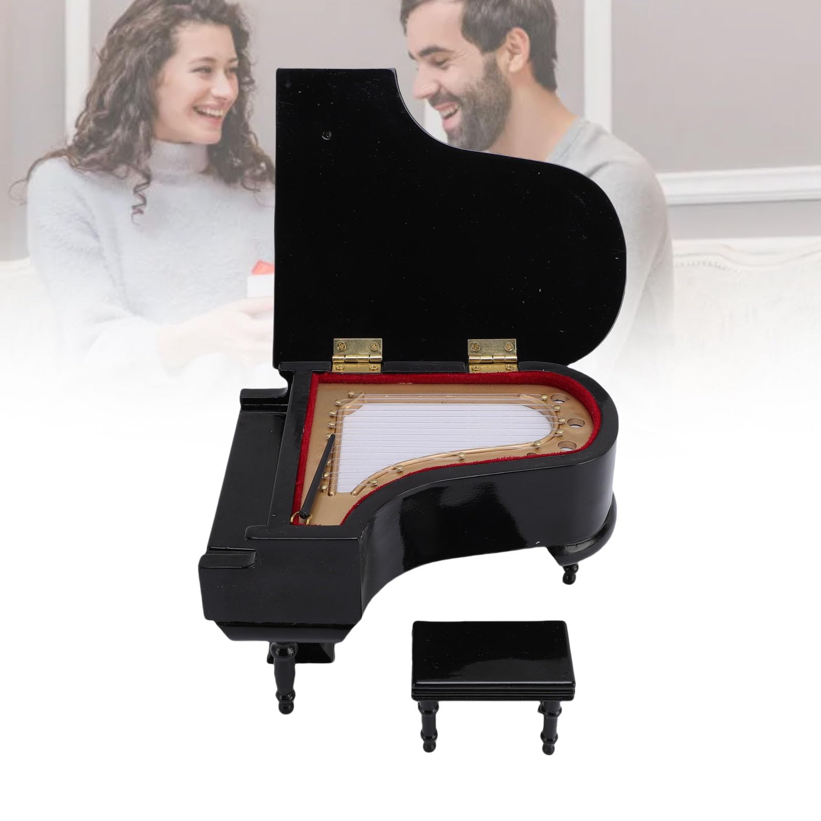 Wooden Vintage Miniature Piano Model, Musical Educational Toy with Music for Adults and Teens Ideal Romantic Gift Home Decor (Black) - Image 4