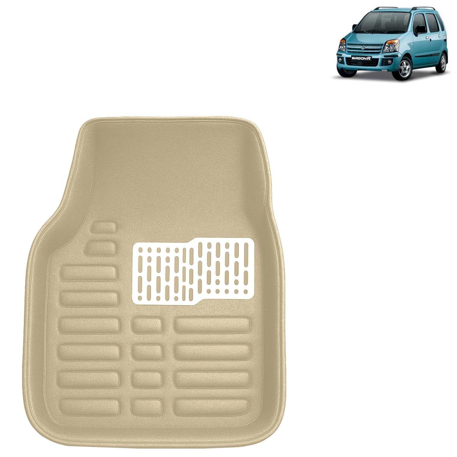 Kingsway Accessories Premium 4D Car Floor Mats Only Compatible with Maruti Suzuki Wagon R Year 2003 to 2010 All Model, Set of 3 Pcs, 100% Waterproof Tray Shape PVC 4D Car Foot Mats, Beige