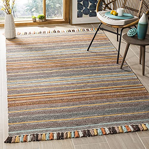Tapete decorativo Safavieh 3' x 5' Turquesa y Marrón miniatura 1
