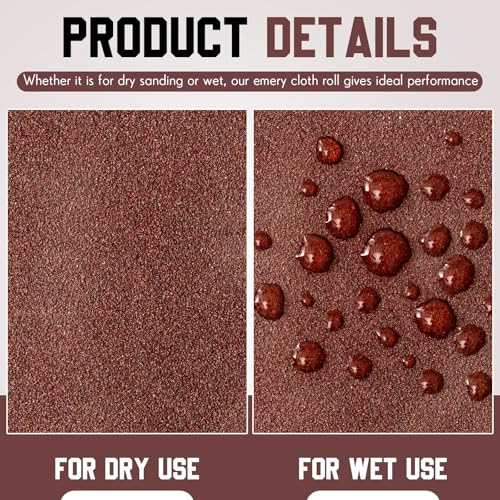 Image of 250ft 3 inch Wide Drum Sander Emery Cloth Roll 80 150 240 320 400 Grits | 5 Rolls, Each Roll 50 Ft, Aluminum Oxide for Drum Sander, Cuttable for Metal Wood Furniture Polishing Woodworker