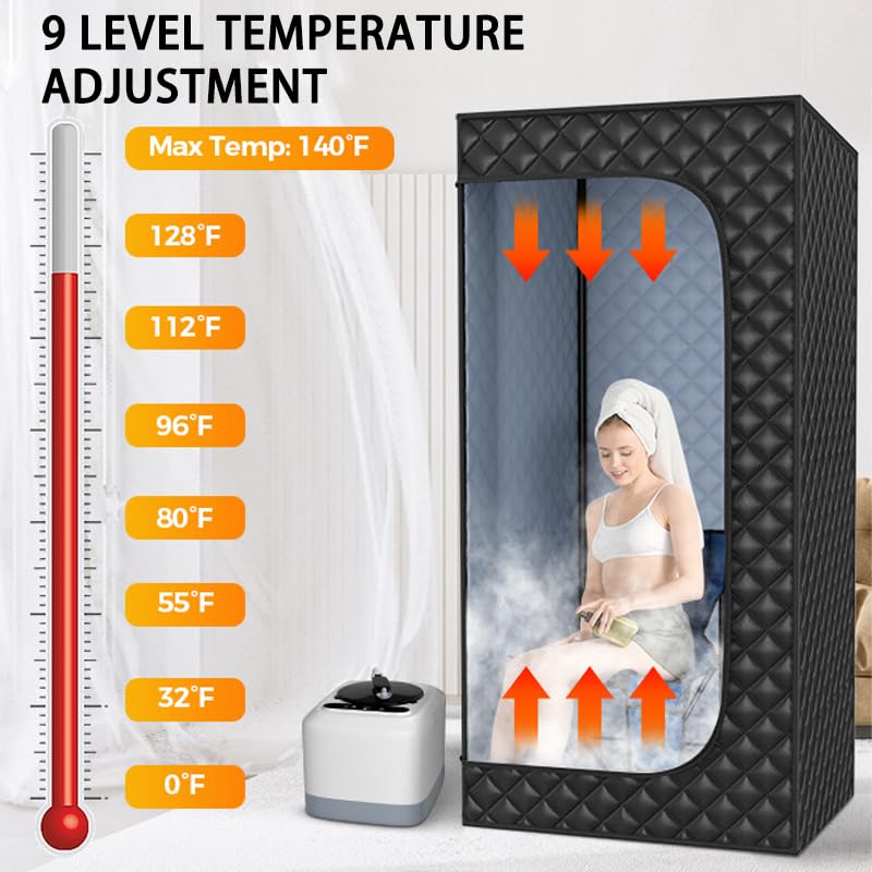 Tragbares Saunazelt für Zuhause, 3L Dampfgenerator, Fernbedienung, Faltbarer Stuhl für Therapie, Detox, Abnehmen - Ideale Wellness-Lösung